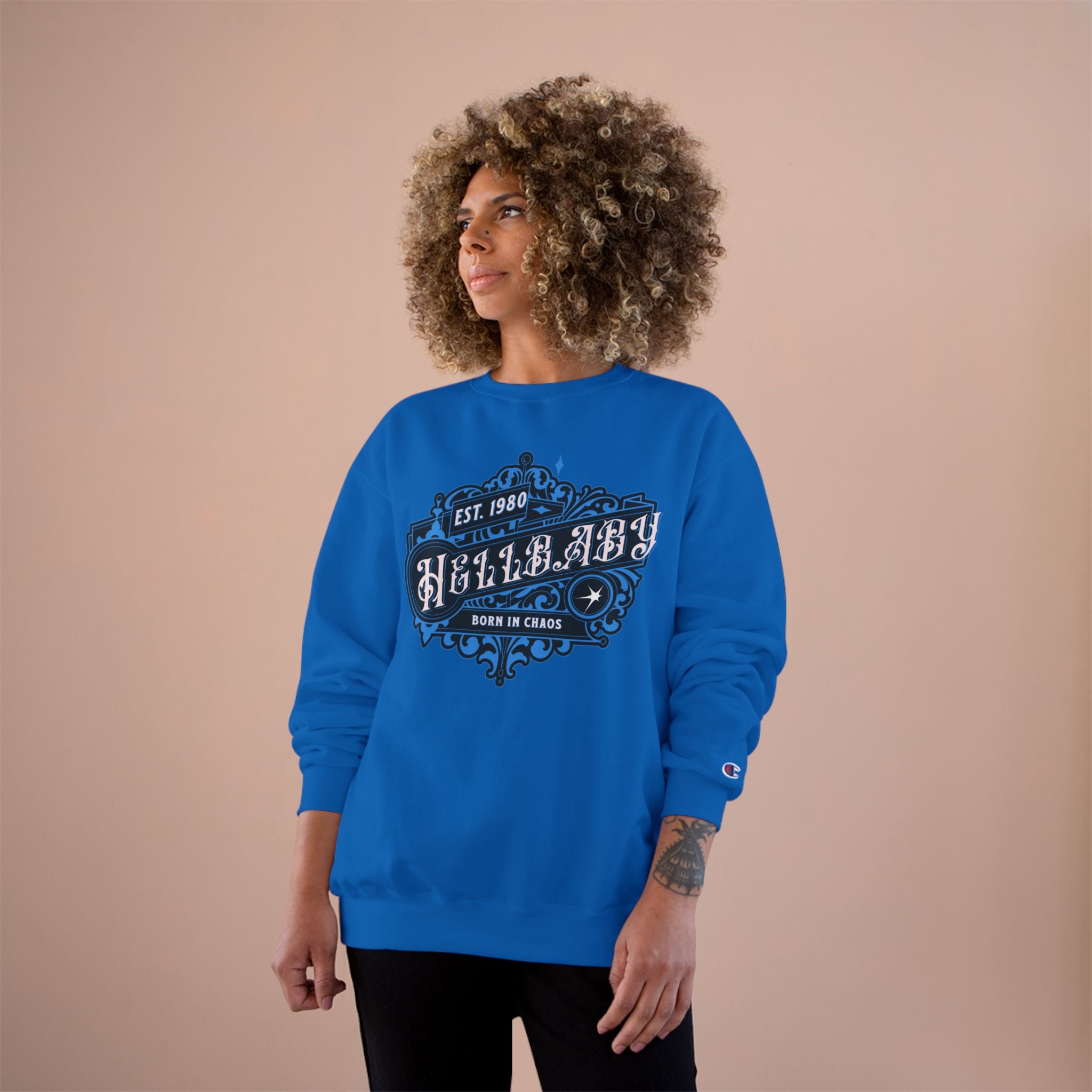 HELLBABY × Champion — Registered in Chaos Heavyweight Crewneck